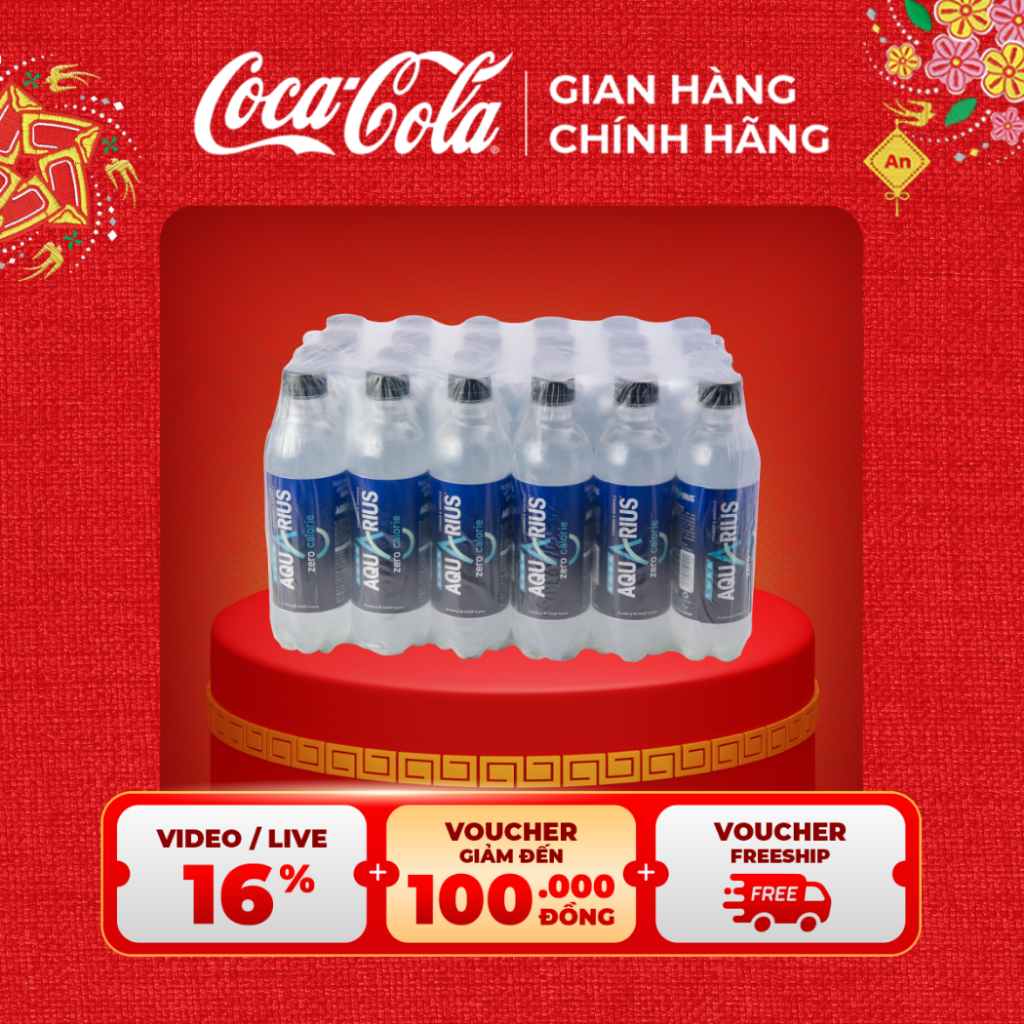 Lốc 24 Chai Nước Điện Giải Bù Khoáng Không Đường Aquarius Zero 390ml/Chai CocaCola_Official_Store Sa