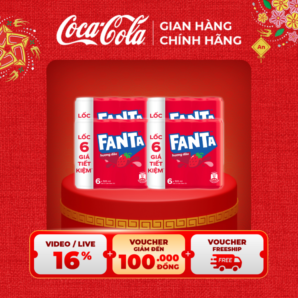 Lốc 24 Lon Nước Giải Khát Có Gas Fanta Hương Dâu 320ml/Lon Coca-Cola Official Store Sale 25.01_SP