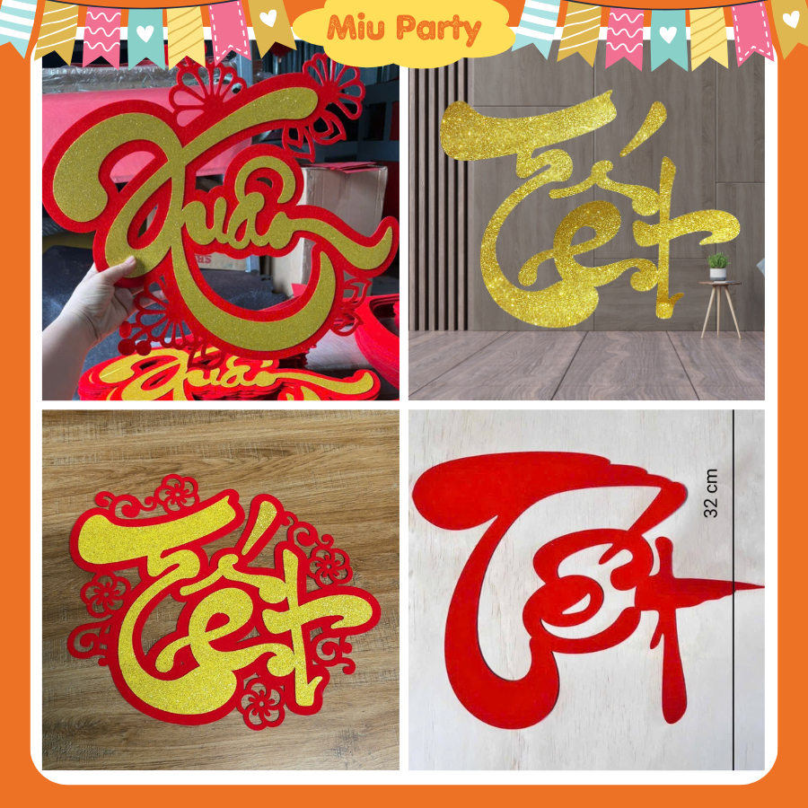Chữ Tết Xuân Vải Nỉ Treo Trang Trí Tết - Miu Party