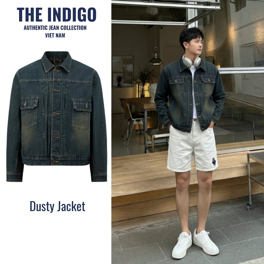 Jeans Jacket - THE INDIGO - Áo Khoác DUSTY BLUE Jean Nam Form Rộng Màu Indigo, Retro Blue