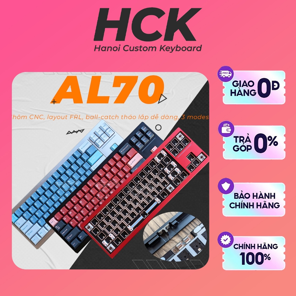 [Sẵn Giao] Bàn Phím Cơ AL70 Layout FRL 3 mode led RGB ball-catch - HCK