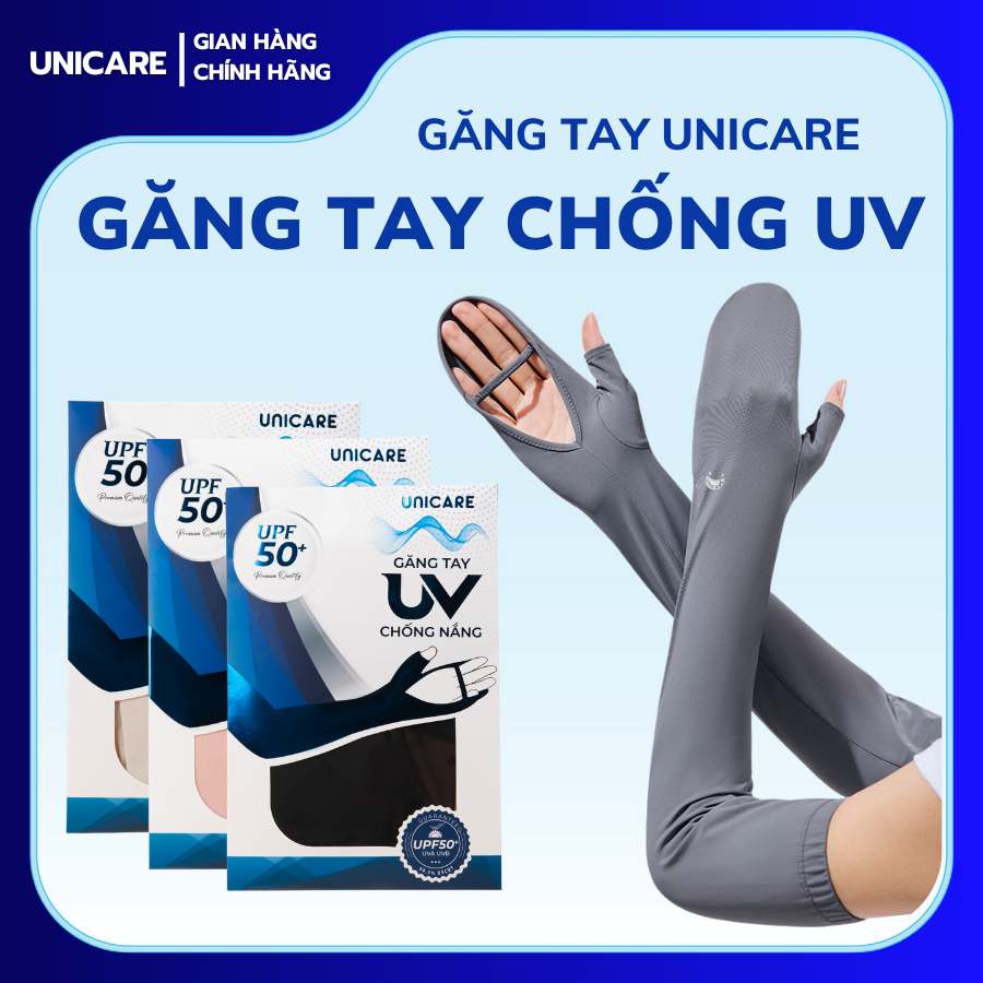 Găng Tay Chống Nắng, Chống Tia UV Unicare UPF50+, Vải lụa băng mềm mịn, thoáng mát, co giãn đàn hồi