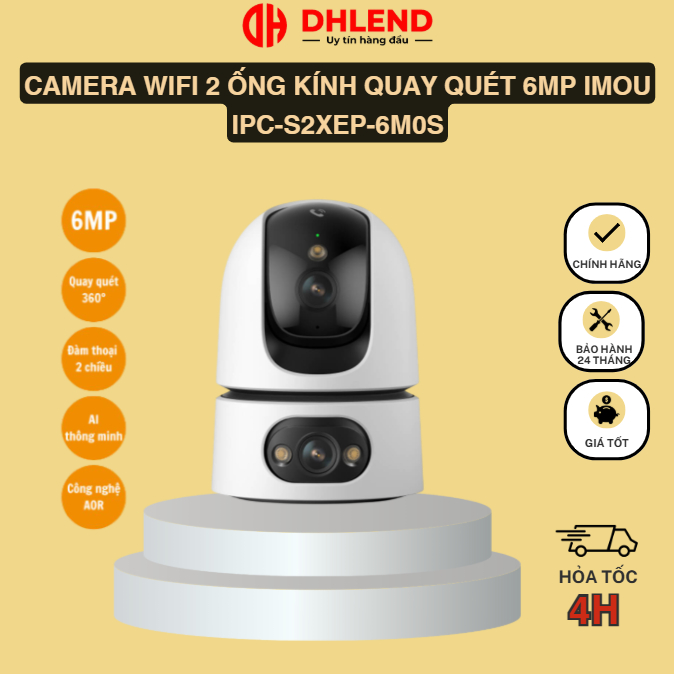 Camera wifi 2 ống kính quay quét 6MP IMOU IPC-S2XEP-6M0S