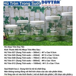 Combo 12 hủ nhựa tròn trong suốt keo 60 mã 045,hũ nhựa duy tân