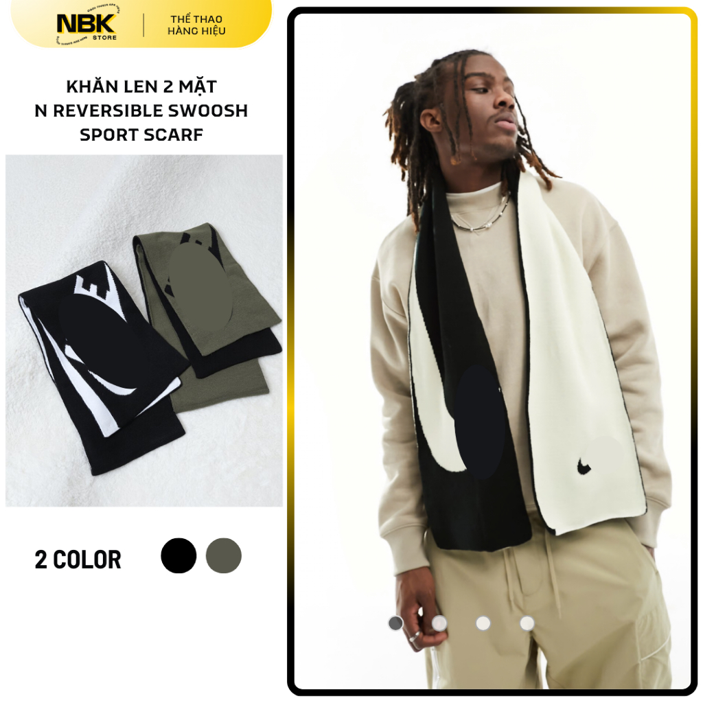Khăn Len 2 Mặt Thể Thao reversible swoo sh scarf giữ ấm 1m64x20cm Unisex NBKStore KLDN0574