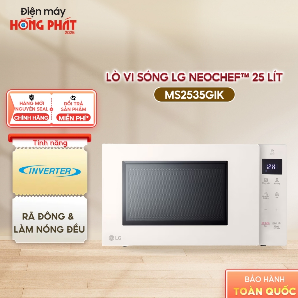 [Freeship HCM/Cần Thơ] Lò Vi Sóng LG MS2535GIK Inverter 25 Lít - Công Suất 1000W - Màu Be