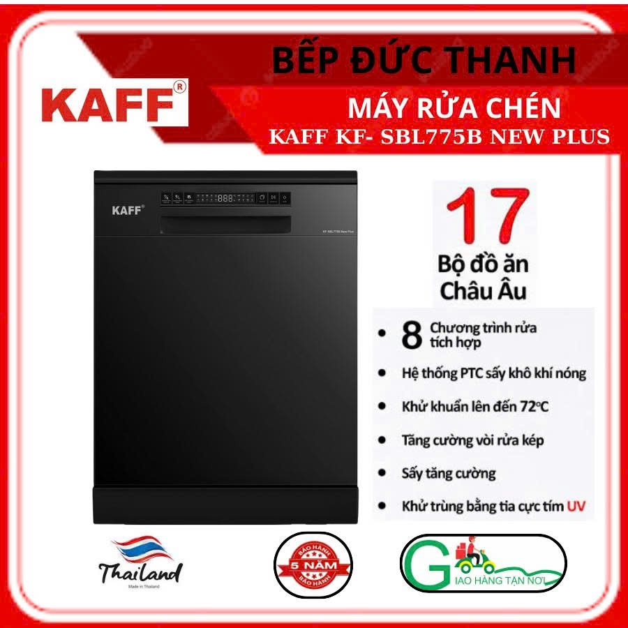Máy Rửa Chén KAFF KF- SBL 775B NEW PLUS Sức Chứa 17 Bộ, Công Nghệ Sấy PTC Sấy Khí Nóng, Bảo Hành 5 Năm