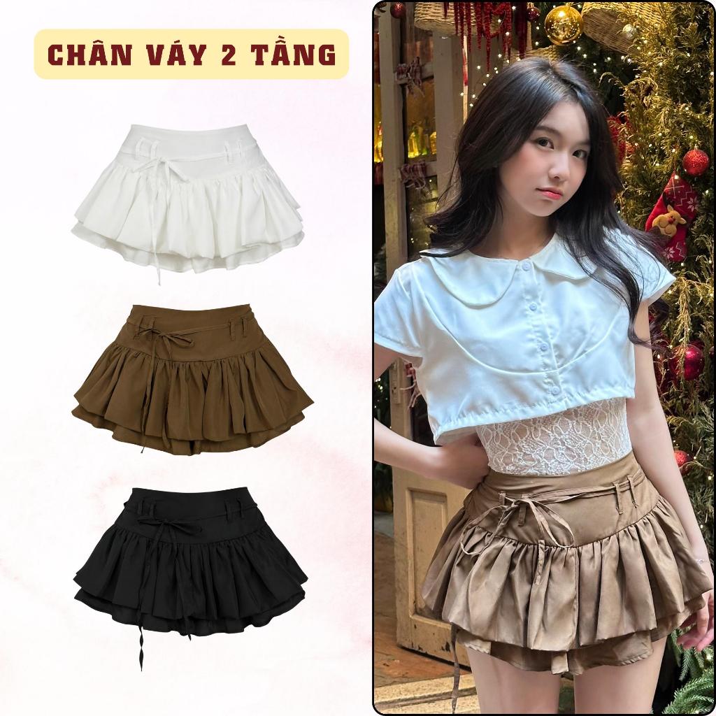 Chân Váy 2 Tầng SAIGONESE Lưng Chun Có Quần Bảo Hộ Kèm Dây Form Nữ Bồng Xòe - CV05SP