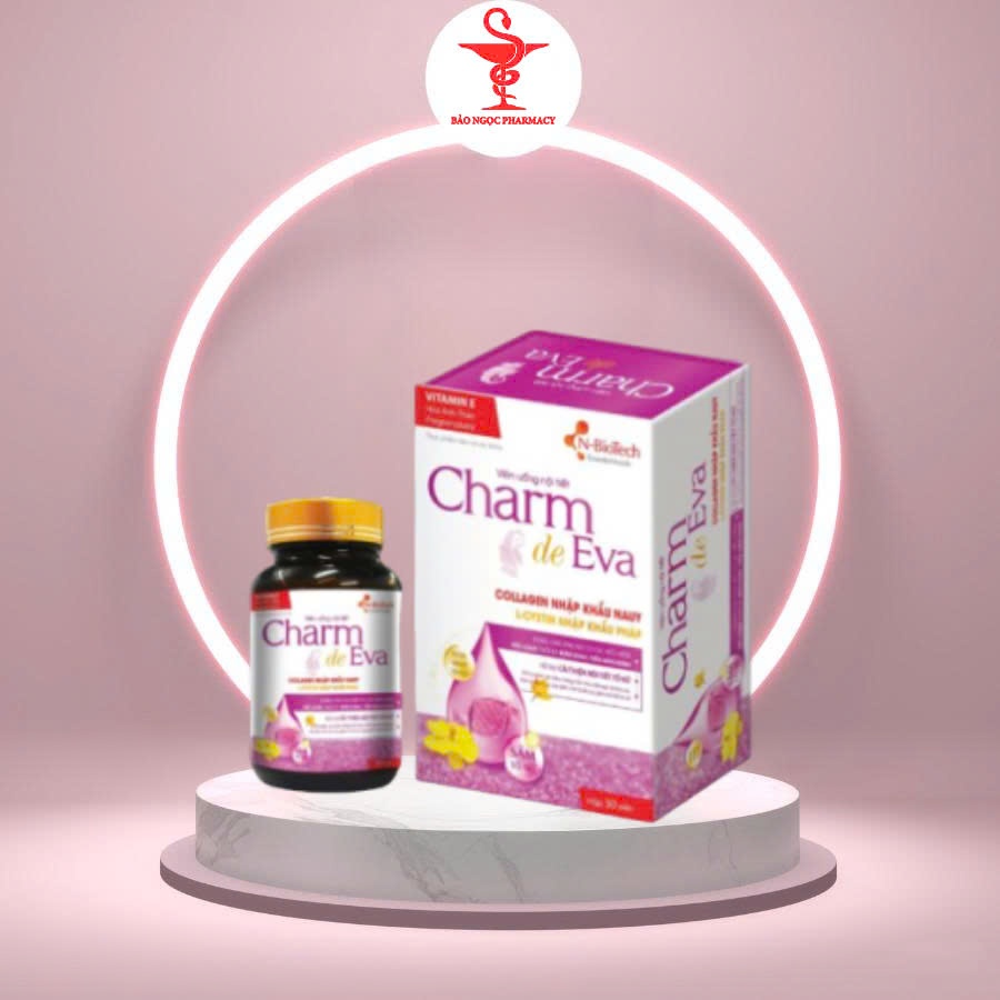 [CHÍNH HÃNG] N-Biotech Viên uống nội tiết Charm De Eva Giảm Bốc Hỏa, Mất Ngủ, Khô Da (Hộp cứng 30 vi