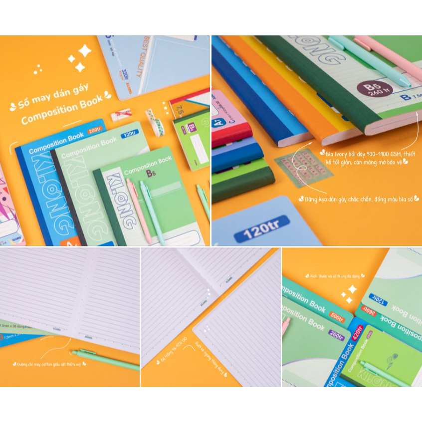 KLONG - BST Sổ Vở Đủ SIze To Bự, Nhiều Trang 500 - 400 - 300 - 200 Trang ♥ Binder, Lò Xo, Gáy Dán, R