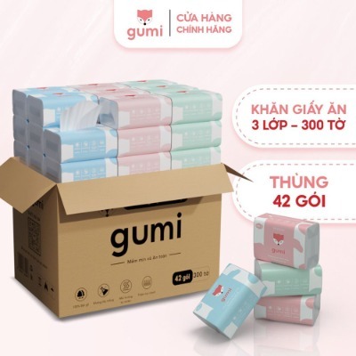 GIẤY ĂN GẤU TRÚC 42 GÓI RÚT HÀNG CAO CẤP GUMI 3 LỚP