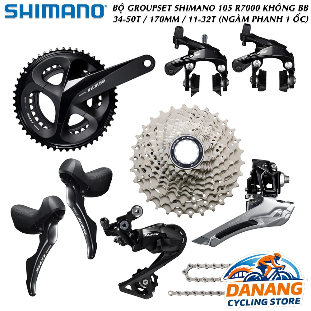 Bộ Groupset Chuyển Động Xe Đạp Shimano 105 R7000 – 11 Tốc – 50/34T – 11–32T (Không BB)