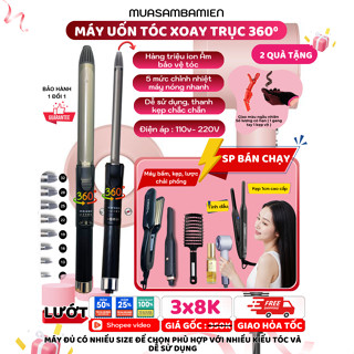 Máy uốn tóc xoăn Hàn Quốc Koremi tự xoay trục 360 độ, máy làm tóc xoăn lọn to, nhỏ Chuyên nghiệp cho Salon, BH 12 tháng