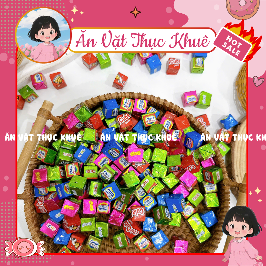 [50 VIÊN] Kẹo sữa socola cube Doten, choco cube candy, thơm ngon hấp dẫn
