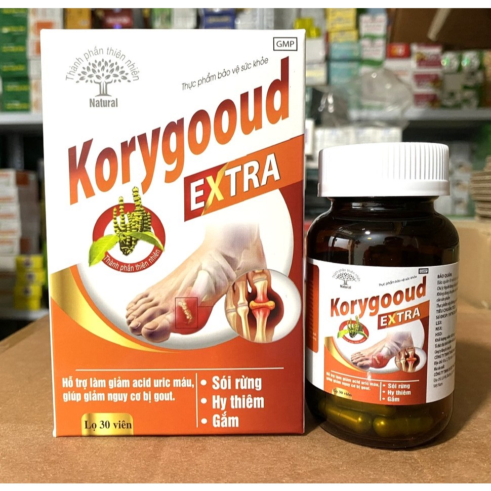 Korygooud Extra gout Tía tô cao gấm goutto Flex hỗ trợ giảm triệu chứng sưng đau khớp do gout, giảm 