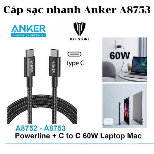 Cáp sạc nhanh bọc dù Anker A8753 - Sạc nhanh - Hàng new không hộp
