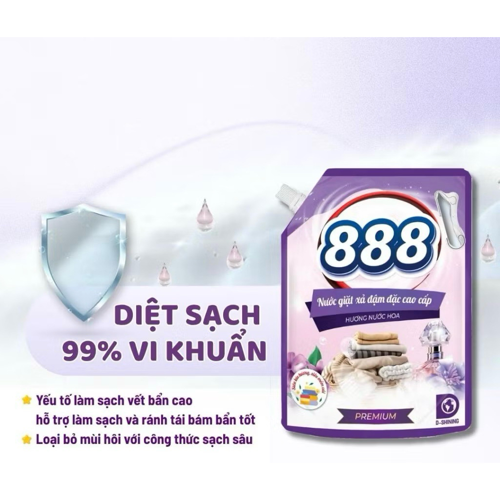 [HÀNG CHÍNH HÃNG] NƯỚC GIẶT XẢ 888 CAO CẤP PREMIUM TÚI 3.2KG