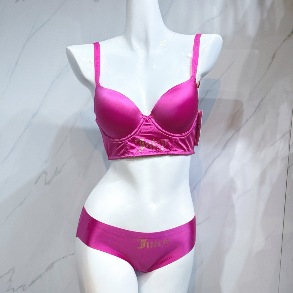 Bộ Đồ Lót Juicy Couture Satin Cao Cấp Bra Gọng Nâng Ngực + Quần Đồng Bộ Chính Hãng Mỹ Sale Lỗ Giá Số