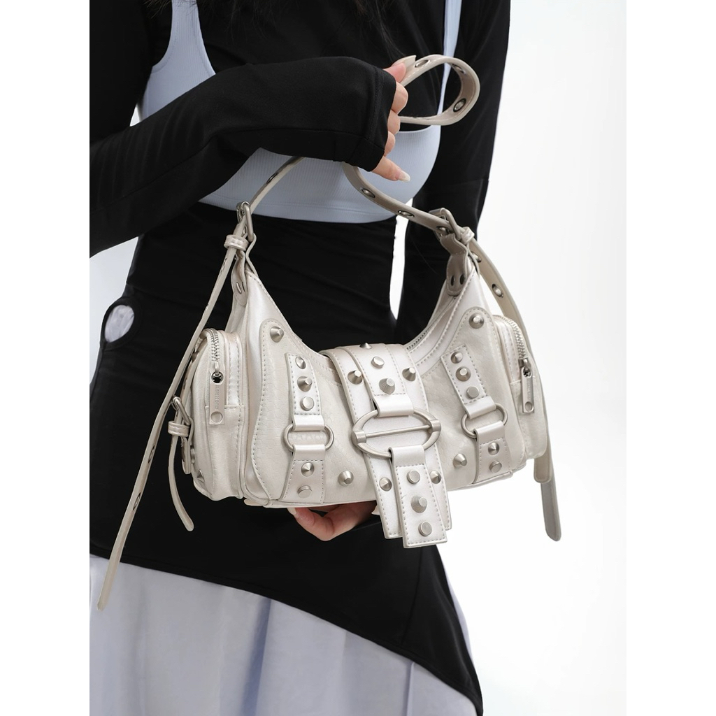 Lukiee Túi Xách Nữ Jandress Đeo Vai/Xách Tay Da PU Cao Cấp Đinh Tán Cá Tính Phong Cách Cool Girl