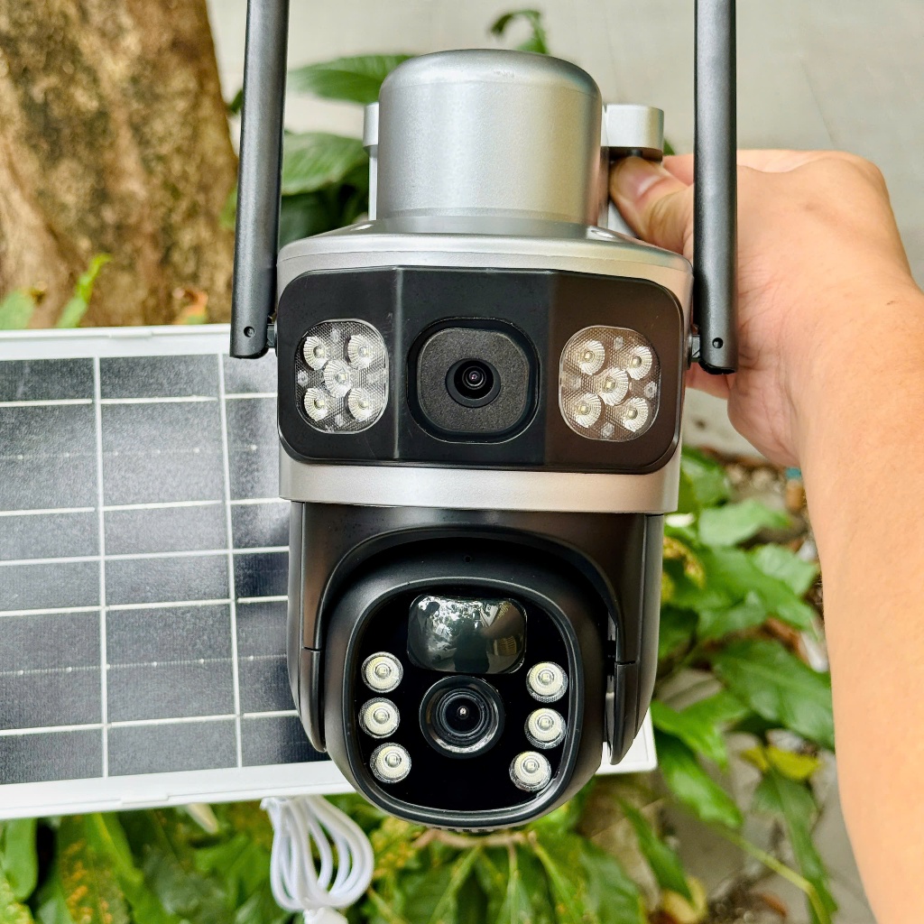 Camera YOOSEE 2 Mắt 4G Năng Lượng Mặt Trời LP7 10M, Kèm Tấm Pin, Xoay 360 Độ- Đàm Thoại 2 Chiều