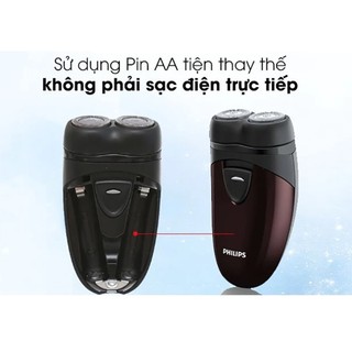 Máy cạo râu du lịch Philips PQ206 nhỏ gọn, tiện lợi, an toàn cho da, sử dụng pin AA, bảo hành 2 năm - Hàng chính hãng