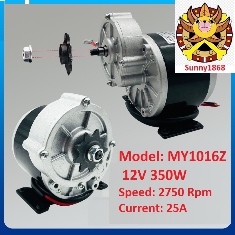Motor Giảm Tốc DC 12V 350w MY1016Z 9 răng thích hợp để chế xe đạp điện hoặc Ô Tô Điện