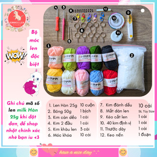 Combo 10 Cuộn Len, Gói Nguyên Liệu Tập Móc Len Đặc Biệt [Có hướng dẫn] Diy sợi