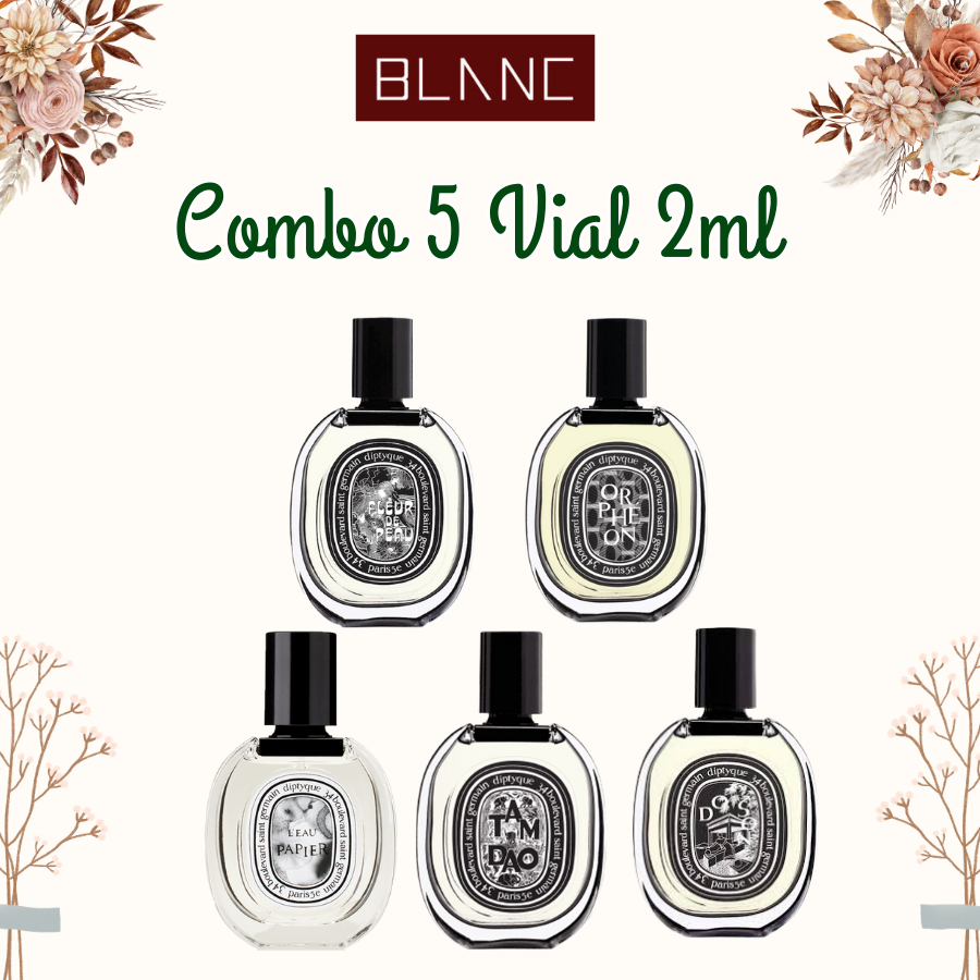 Combo 5 Lọ Mẫu Thử Dung Tích 2ml Unisex BLANC PERFUME, Set nước hoa Diptyque, Set vial Nước Hoa Lôi Cuốn, Sang Trọng
