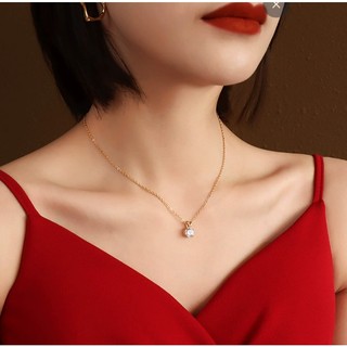 Dây Chuyền Titan Nữ Hàn Quốc Đính Đá Zircon Đơn Phong Cách Ins 18K Không Đen TT 1652