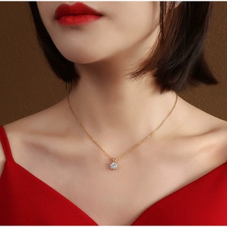 Dây Chuyền Titan Nữ Hàn Quốc Đính Đá Zircon Đơn Phong Cách Ins 18K Không Đen TT 1652