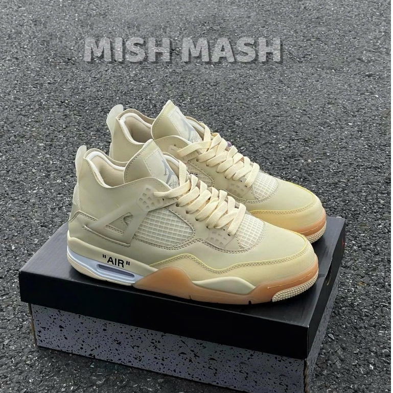 Giày Thể Thao Air Jordan 4 Retro Off-White Sail Be Nâu