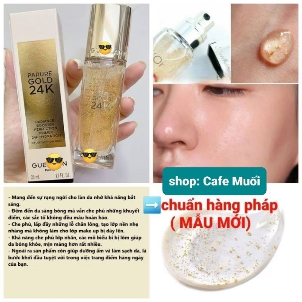 KEM LÓT TINH CHẤT VÀNG  P@rure Gold 24K Radi@nce Booster Perfection Primer 24H Hydration 35ml ❌MẪU M