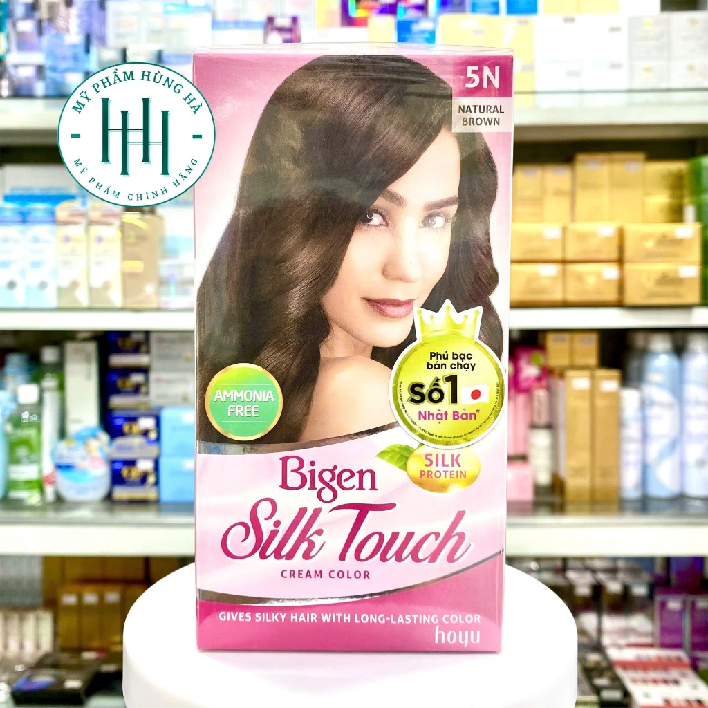 Thuốc Nhuộm Tóc Phủ Bạc Bigen, Số 5N - Màu Nâu Tự Nhiên, Bigen Silk Touch