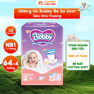 [GÓI LỚN] Miếng Lót Sơ Sinh BOBBY NEWBORN 1 Siêu Khô Thoáng Cho Bé Sơ Sinh <1 tháng/ 64 miếng - MC28