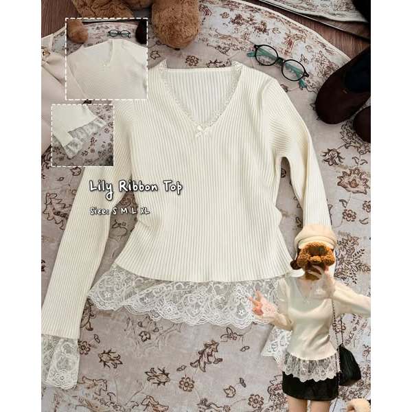 🌼 𝐉𝐨𝐞𝐥𝐥𝐚:🎀 Lily Ribbon Top 🤍