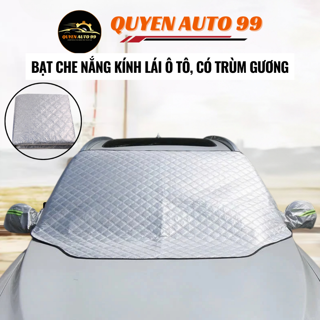 Tấm che nắng kính lái ô tô trùm tai gương 3 lớp dày dặn chống nóng bảo vệ taplo, gấp gọn dễ dàng cho xe từ 4 đến 7 chỗ