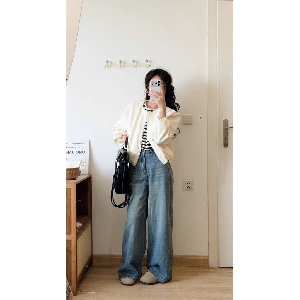 (Hàng QC L1 sẵn) Áo Khoác Dạ Bomber Nữ Dáng Ngắn Basic Khóa Kéo Thời Trang Hàn Quốc Cao Cấp Mùa Thu Đông Kime TOP | BigBuy360 - bigbuy360.vn