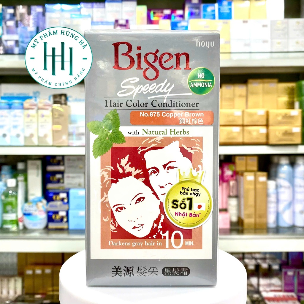 Thuốc Nhuộm Tóc Phủ Bạc Bigen, Số 875 - Màu Nâu Đồng, Bigen Speedy Hair Color Conditioner