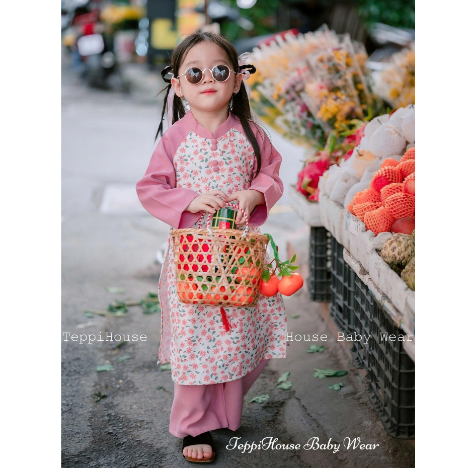 [BST ÁO DÀI 2025] Sét Áo dài cao cấp cho bé - áo dài cho bé gái - Nhung tex BST 2025 - tặng kèm bờm