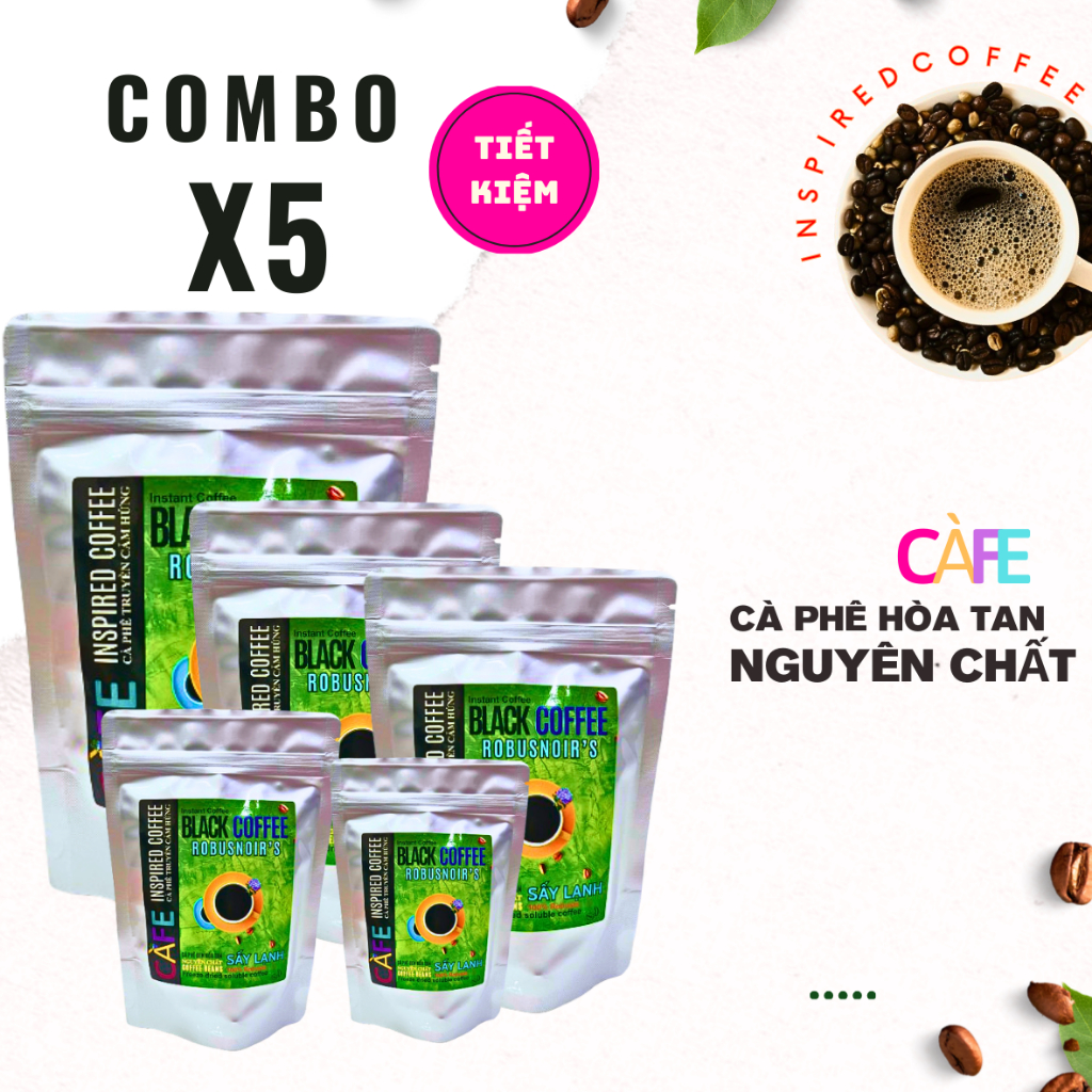 1KG Cà phê sấy lạnh Black Coffee, cafe hòa tan nguyên chất 100% Robusta