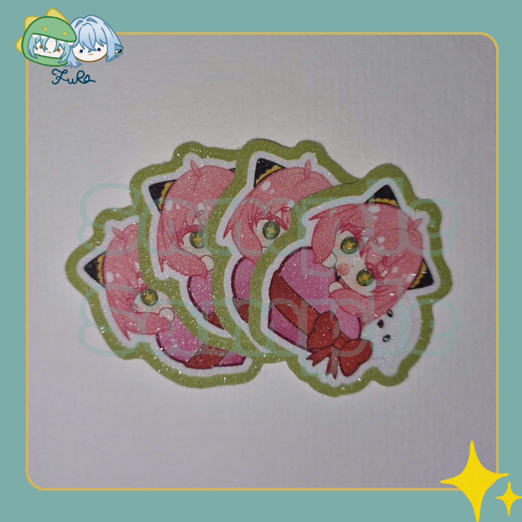 Sticker Spy x Family - Sticker 4cm - Sticker cán kim tuyến bling bling - FuRotheArtist