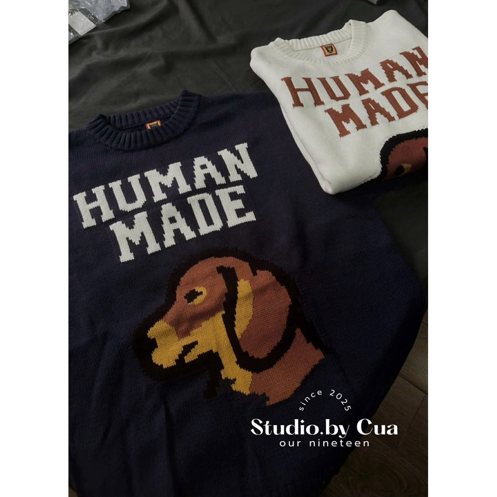 [𝐎𝐝𝐞𝐫 𝐒𝐭𝐮𝐝𝐢𝐨.𝐛𝐲 𝐂𝐮𝐚] Áo len human made hoạ tiết hình con chó