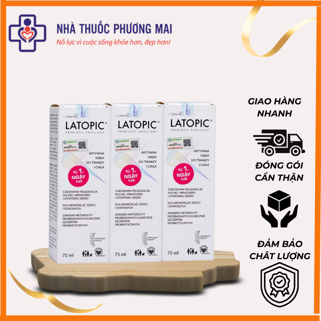 LATOPIC Probiotic Emollient Face And Body cream 75ml - Kem dưỡng ẩm, dịu da dành cho trẻ sơ sinh