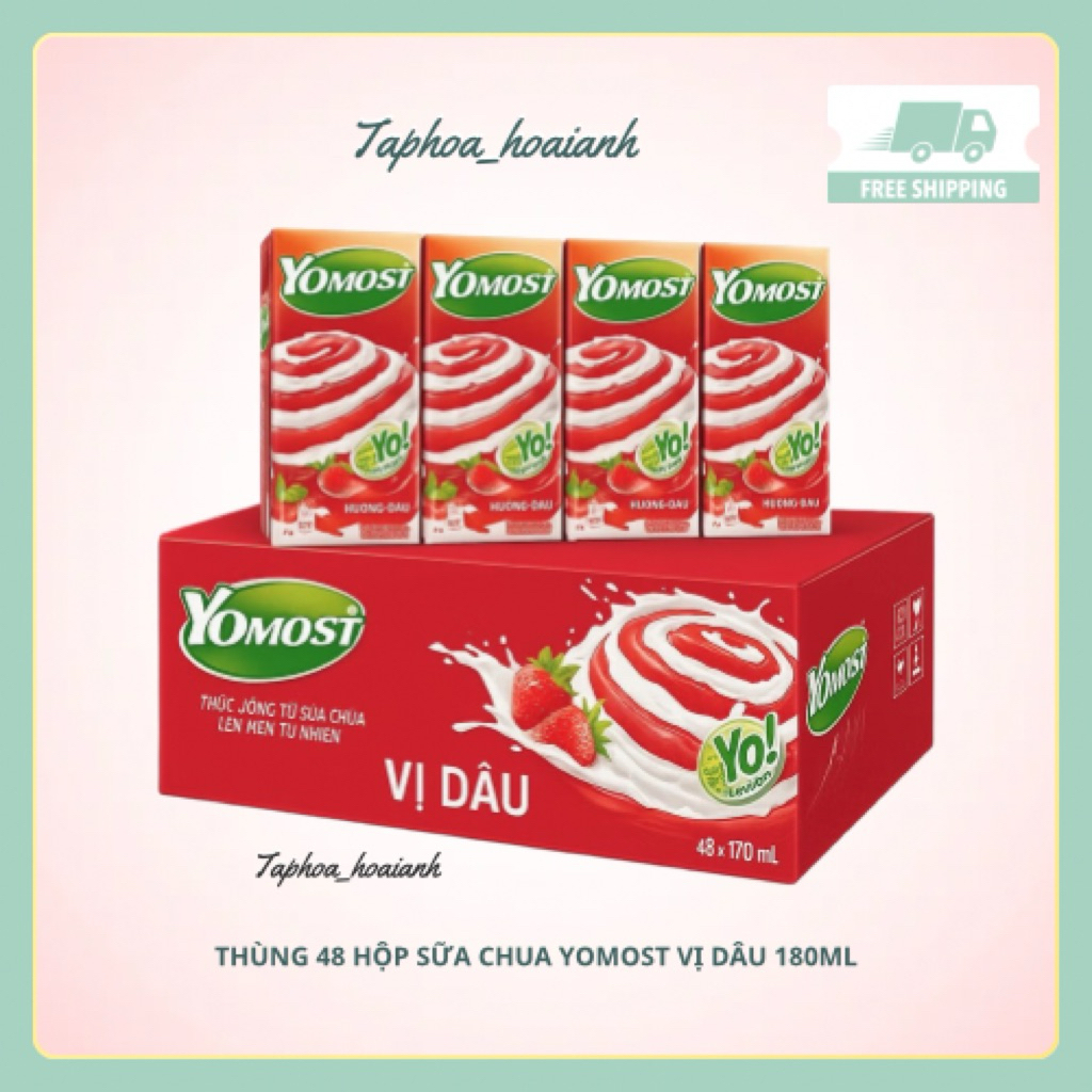 Thùng 48 hộp 170ml  sữa chua uống yomost hương vị dâu