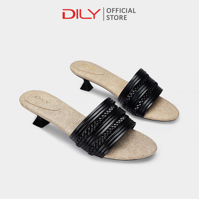 Dép guốc DILY thiết kế quai ngang cách điệu, gót nhọn cao 4cm DL0613
