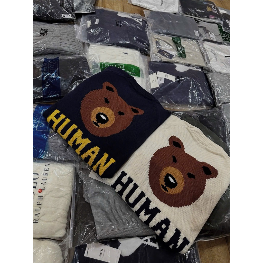 [𝐎𝐝𝐞𝐫 𝐒𝐭𝐮𝐝𝐢𝐨.𝐛𝐲 𝐂𝐮𝐚] Áo len human made hoạ tiết hình con gấu