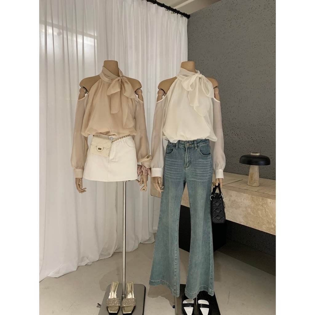 ÁO KIỂU LỤA NƠ HÀN CAO CẤP WGWE 8243 FREE SIZE