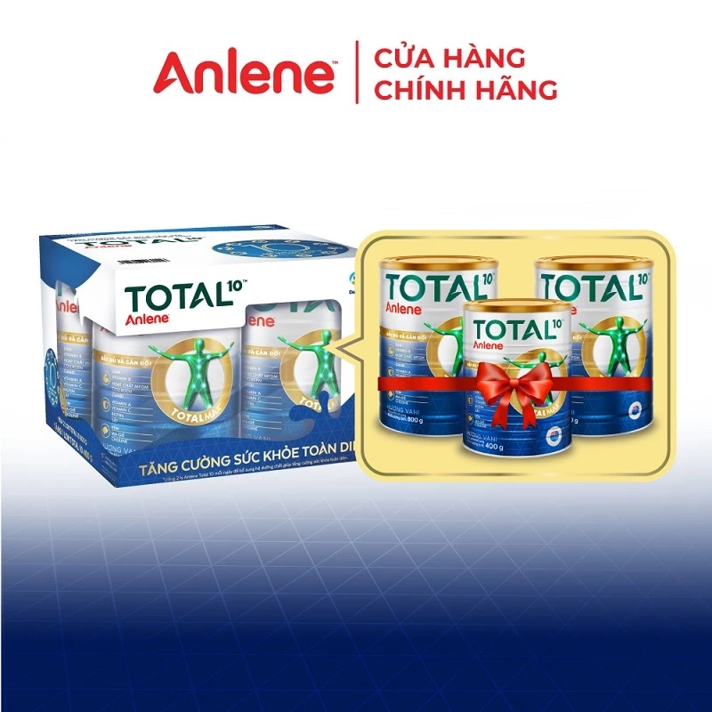 [Tặng 1 lon Anlene Total 10 400g] Combo 2 sữa bột Anlene TOTAL 10 800g bổ sung dinh dưỡng đầy đủ