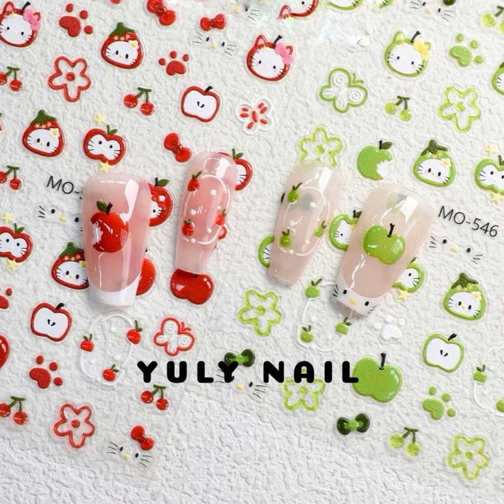 Sticker Nail Táo Đỏ- Miếng Dán Móng 3D Táo Xanh, Chanh Vàng/Xanh/Hông