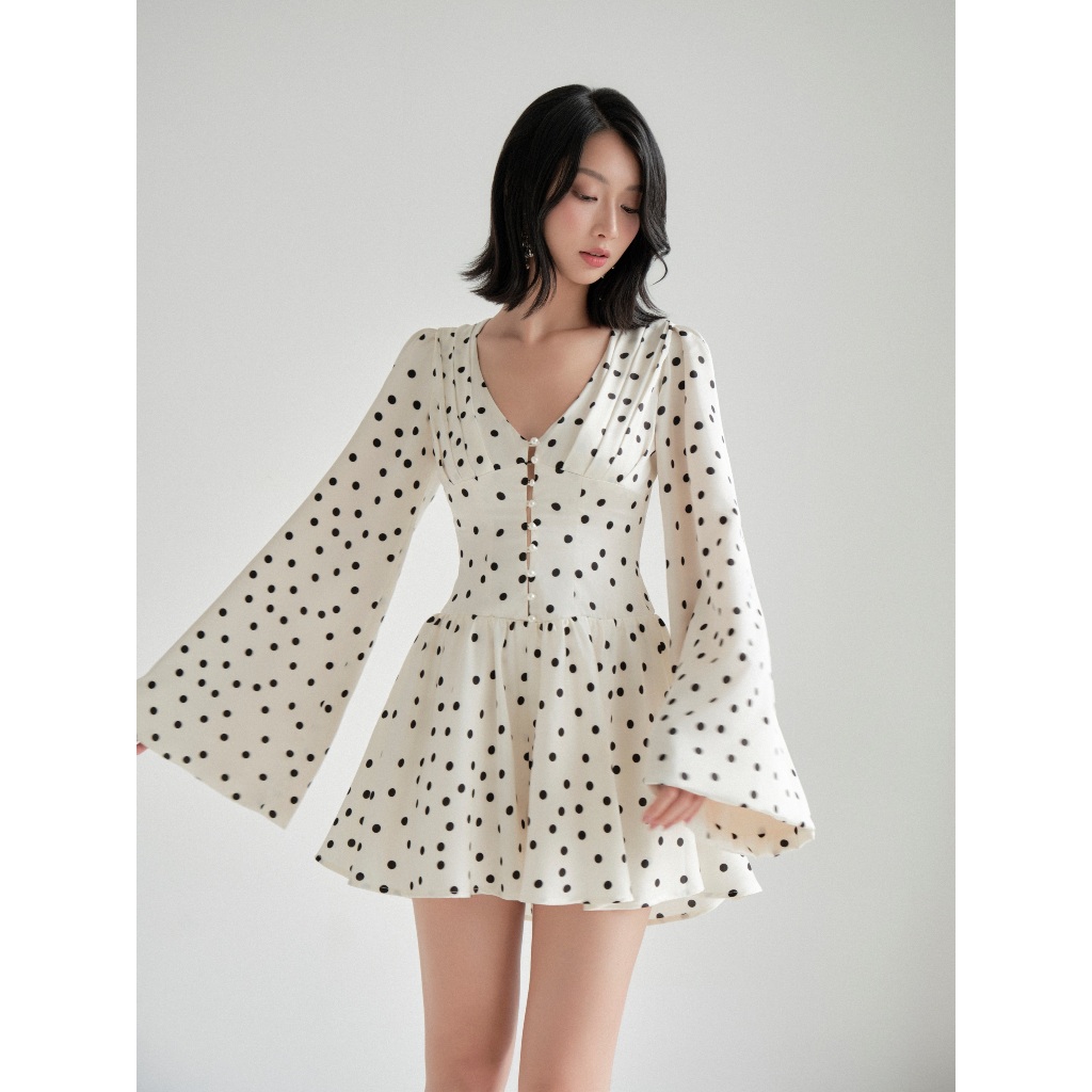 BY DELI - Lexi Jumpsuit - Jump ngắn xòe chấm bi thiết kế chiết eo